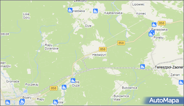 mapa Hedwiżyn, Hedwiżyn na mapie Targeo