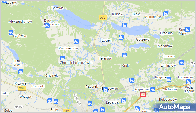 mapa Helenów gmina Gostynin, Helenów gmina Gostynin na mapie Targeo