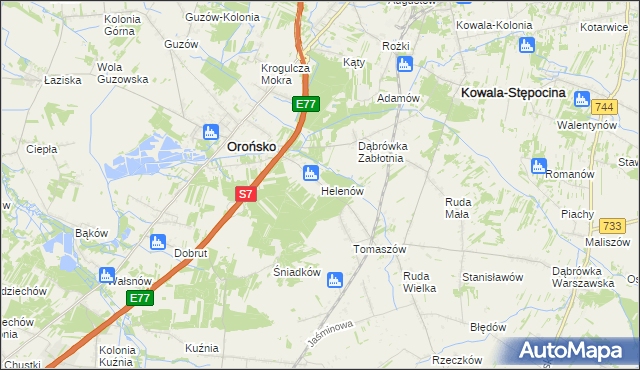 mapa Helenów gmina Orońsko, Helenów gmina Orońsko na mapie Targeo