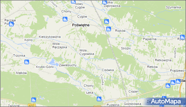 mapa Helenów gmina Poświętne, Helenów gmina Poświętne na mapie Targeo