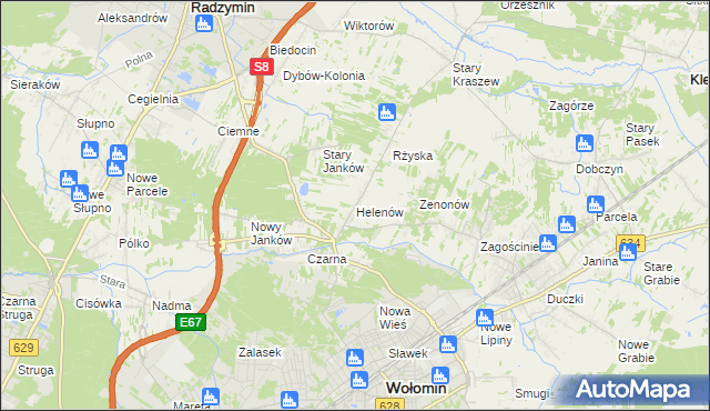 mapa Helenów gmina Wołomin, Helenów gmina Wołomin na mapie Targeo