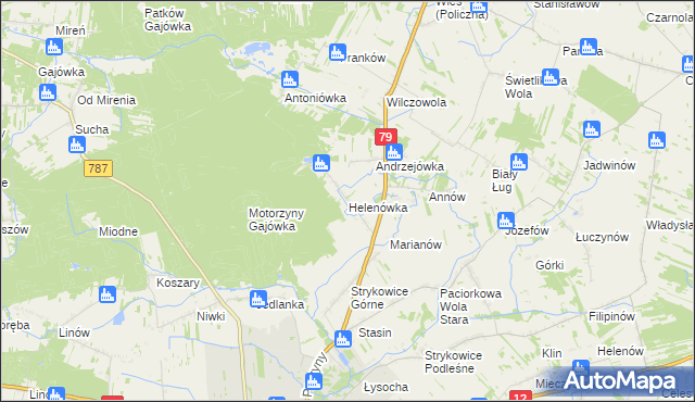 mapa Helenówka gmina Zwoleń, Helenówka gmina Zwoleń na mapie Targeo