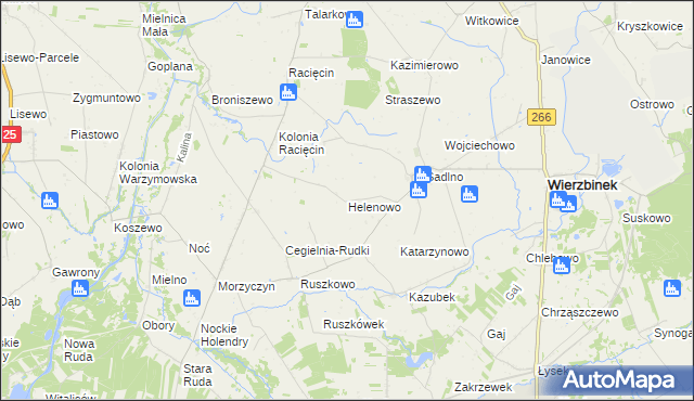 mapa Helenowo gmina Wierzbinek, Helenowo gmina Wierzbinek na mapie Targeo