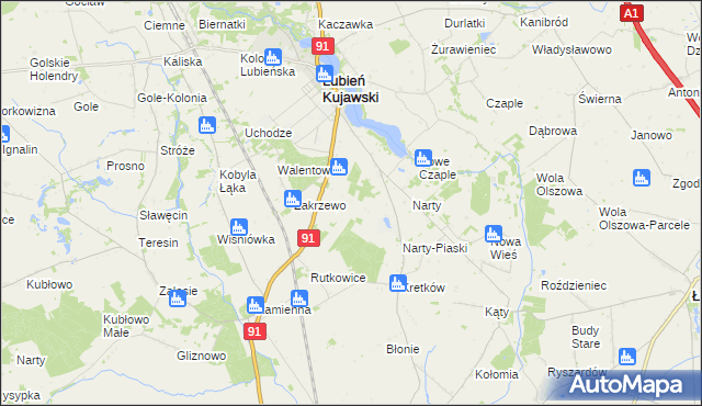 mapa Henryków gmina Lubień Kujawski, Henryków gmina Lubień Kujawski na mapie Targeo