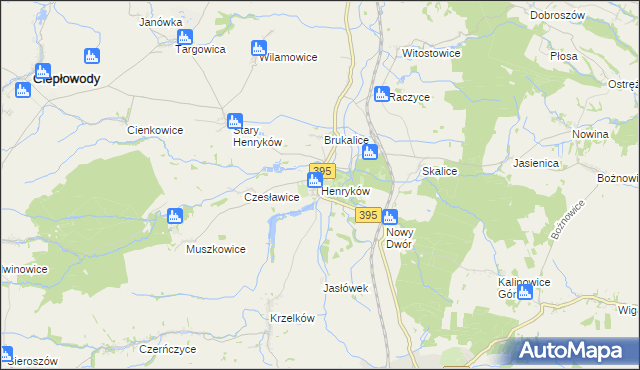 mapa Henryków gmina Ziębice, Henryków gmina Ziębice na mapie Targeo