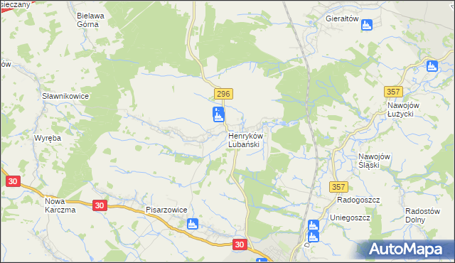 mapa Henryków Lubański, Henryków Lubański na mapie Targeo