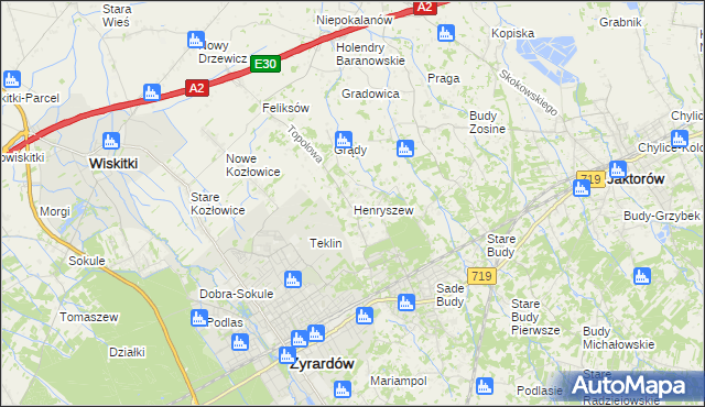 mapa Henryszew, Henryszew na mapie Targeo