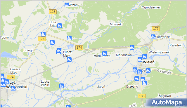 mapa Herburtowo, Herburtowo na mapie Targeo