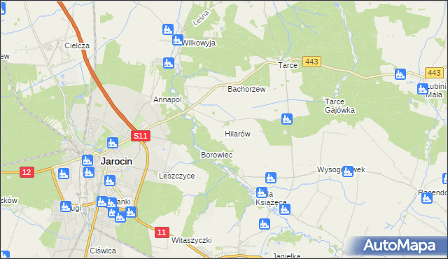 mapa Hilarów gmina Jarocin, Hilarów gmina Jarocin na mapie Targeo