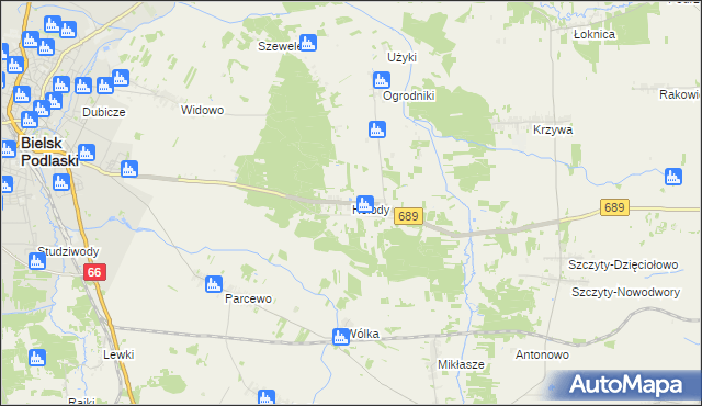 mapa Hołody, Hołody na mapie Targeo