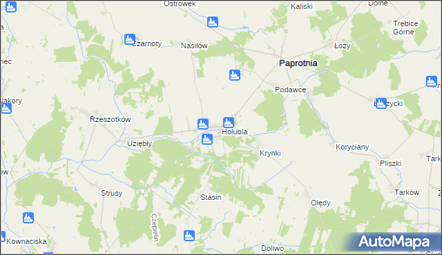 mapa Hołubla gmina Paprotnia, Hołubla gmina Paprotnia na mapie Targeo