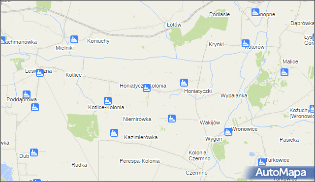 mapa Honiatycze, Honiatycze na mapie Targeo