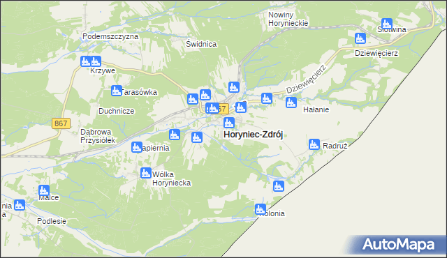 mapa Horyniec-Zdrój, Horyniec-Zdrój na mapie Targeo