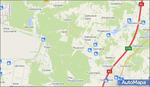 mapa Huby Ruszczyńskie, Huby Ruszczyńskie na mapie Targeo