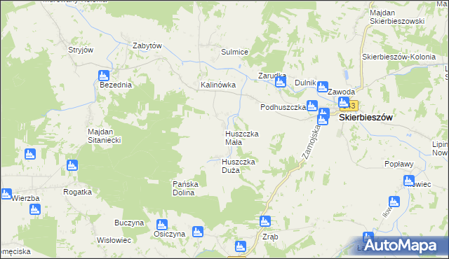 mapa Huszczka Mała, Huszczka Mała na mapie Targeo