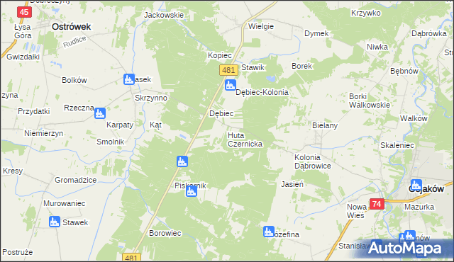 mapa Huta Czernicka, Huta Czernicka na mapie Targeo