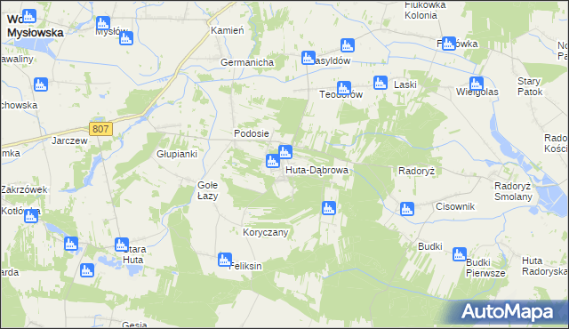 mapa Huta-Dąbrowa, Huta-Dąbrowa na mapie Targeo