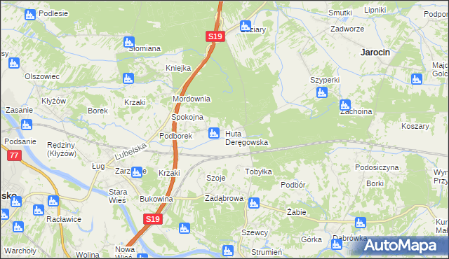 mapa Huta Deręgowska, Huta Deręgowska na mapie Targeo