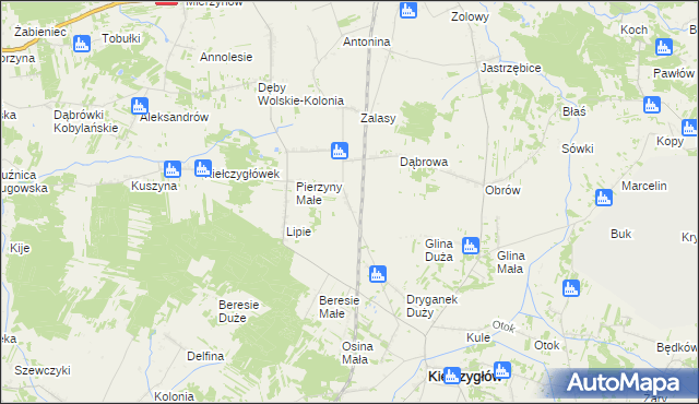 mapa Huta gmina Kiełczygłów, Huta gmina Kiełczygłów na mapie Targeo
