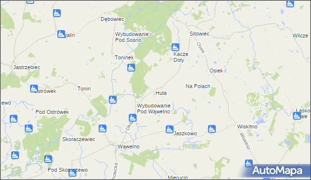 mapa Huta gmina Koronowo, Huta gmina Koronowo na mapie Targeo