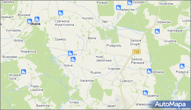 mapa Huta Jabłonowa, Huta Jabłonowa na mapie Targeo