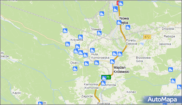 mapa Huta Komorowska, Huta Komorowska na mapie Targeo