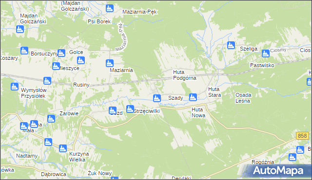 mapa Huta Krzeszowska, Huta Krzeszowska na mapie Targeo