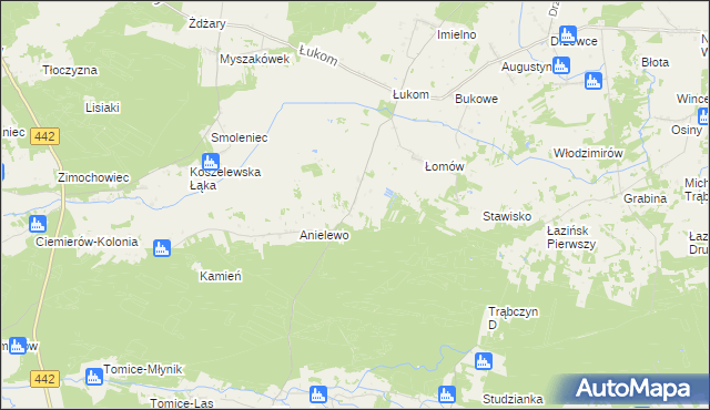 mapa Huta Łukomska gmina Zagórów, Huta Łukomska gmina Zagórów na mapie Targeo