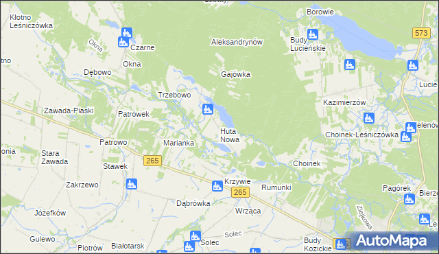 mapa Huta Nowa gmina Gostynin, Huta Nowa gmina Gostynin na mapie Targeo