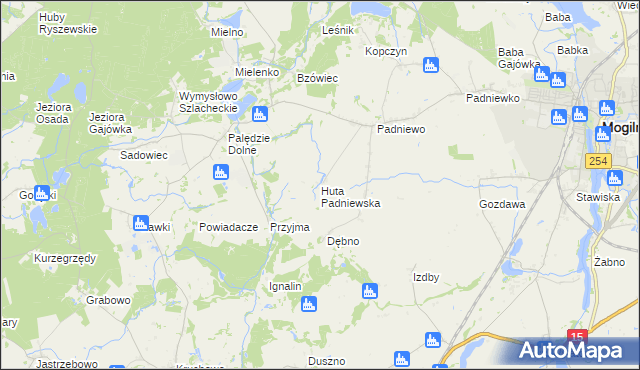 mapa Huta Padniewska, Huta Padniewska na mapie Targeo