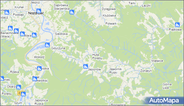 mapa Huta Poręby, Huta Poręby na mapie Targeo