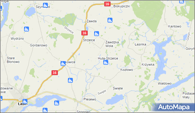 mapa Huta-Strzelce, Huta-Strzelce na mapie Targeo