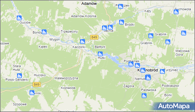 mapa Hutki gmina Krasnobród, Hutki gmina Krasnobród na mapie Targeo