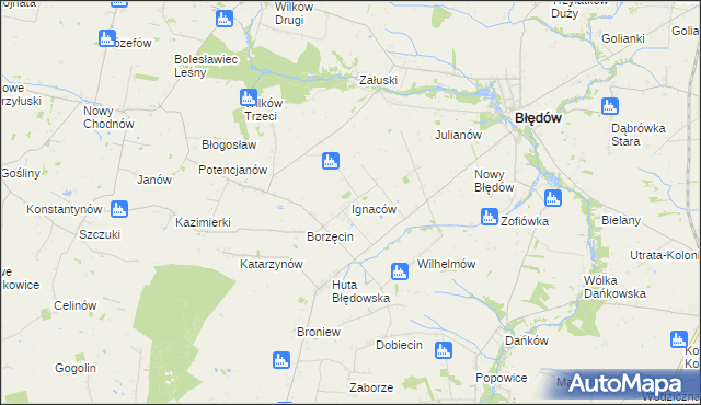 mapa Ignaców gmina Błędów, Ignaców gmina Błędów na mapie Targeo