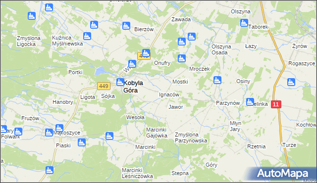 mapa Ignaców gmina Kobyla Góra, Ignaców gmina Kobyla Góra na mapie Targeo