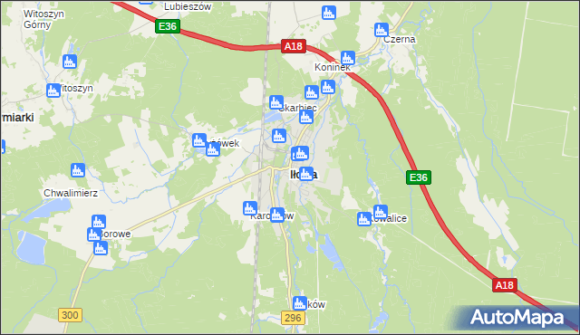 mapa Iłowa powiat żagański, Iłowa powiat żagański na mapie Targeo