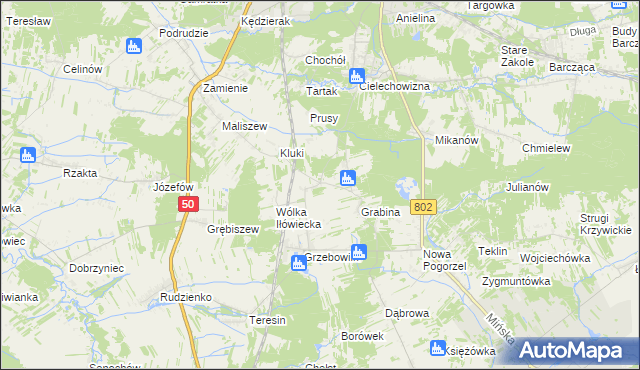 mapa Iłówiec gmina Mińsk Mazowiecki, Iłówiec gmina Mińsk Mazowiecki na mapie Targeo