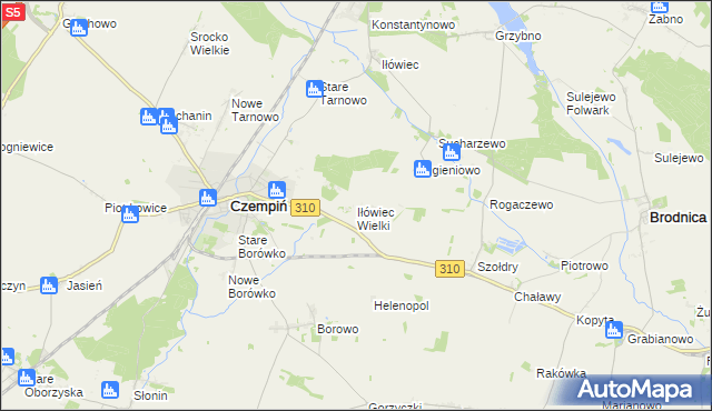 mapa Iłówiec Wielki, Iłówiec Wielki na mapie Targeo