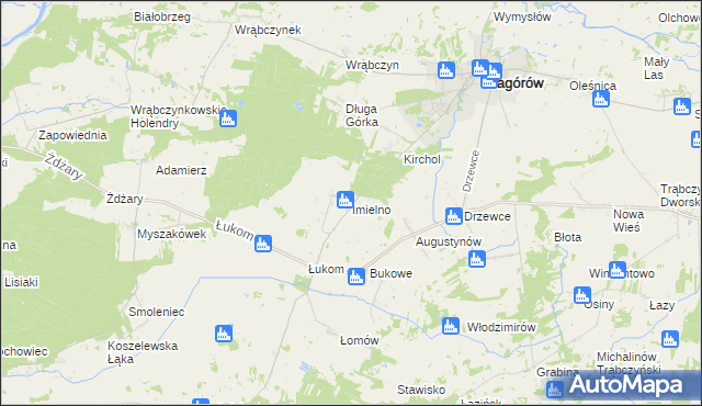 mapa Imielno gmina Zagórów, Imielno gmina Zagórów na mapie Targeo