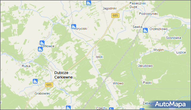 mapa Istok gmina Dubicze Cerkiewne, Istok gmina Dubicze Cerkiewne na mapie Targeo