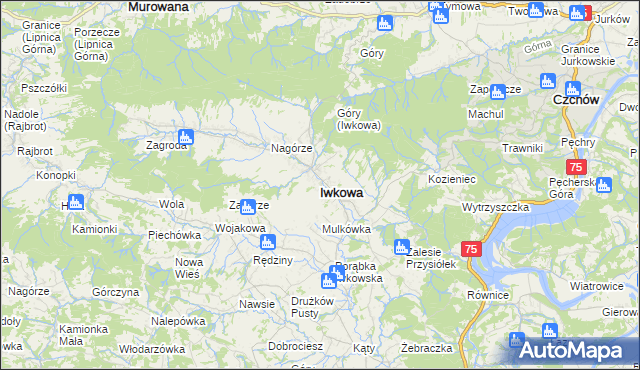 mapa Iwkowa, Iwkowa na mapie Targeo