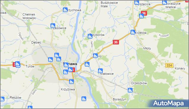 mapa Iwno gmina Wińsko, Iwno gmina Wińsko na mapie Targeo