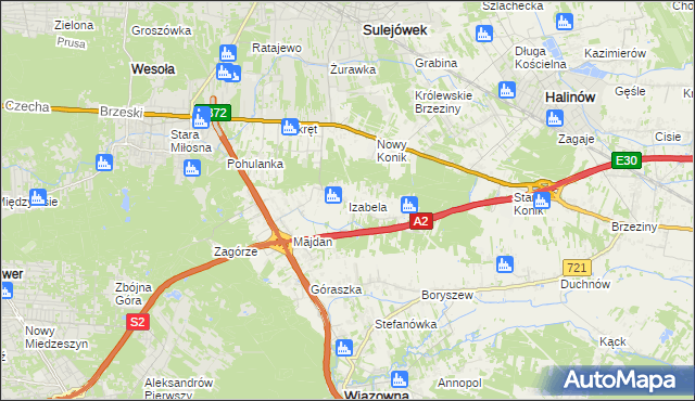 mapa Izabela gmina Wiązowna, Izabela gmina Wiązowna na mapie Targeo