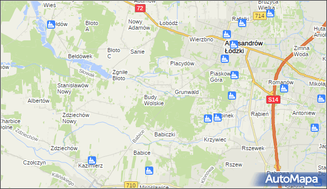 mapa Izabelin gmina Aleksandrów Łódzki, Izabelin gmina Aleksandrów Łódzki na mapie Targeo