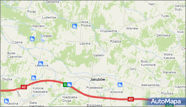 mapa Izabelin gmina Jakubów, Izabelin gmina Jakubów na mapie Targeo