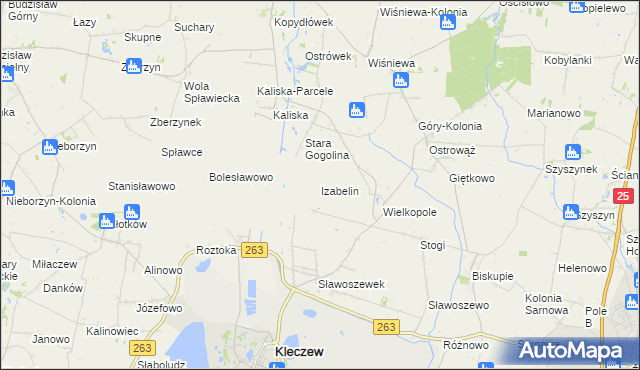 mapa Izabelin gmina Kleczew, Izabelin gmina Kleczew na mapie Targeo