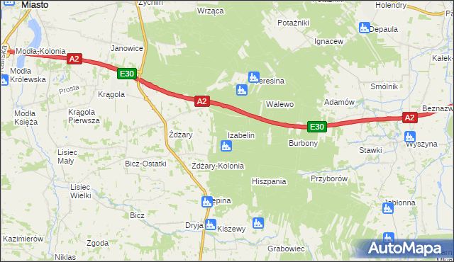 mapa Izabelin gmina Krzymów, Izabelin gmina Krzymów na mapie Targeo