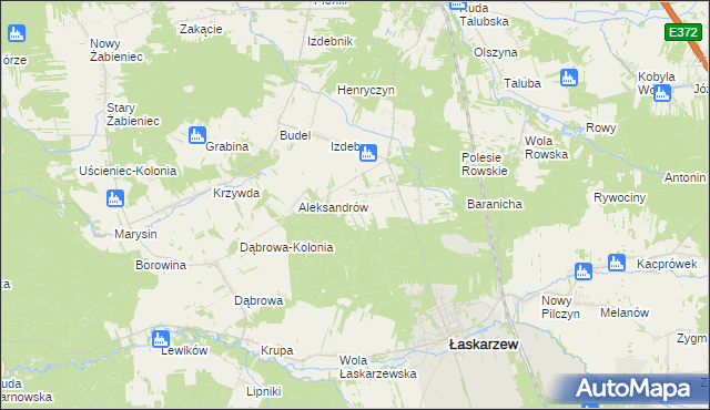 mapa Izdebno-Kolonia gmina Łaskarzew, Izdebno-Kolonia gmina Łaskarzew na mapie Targeo