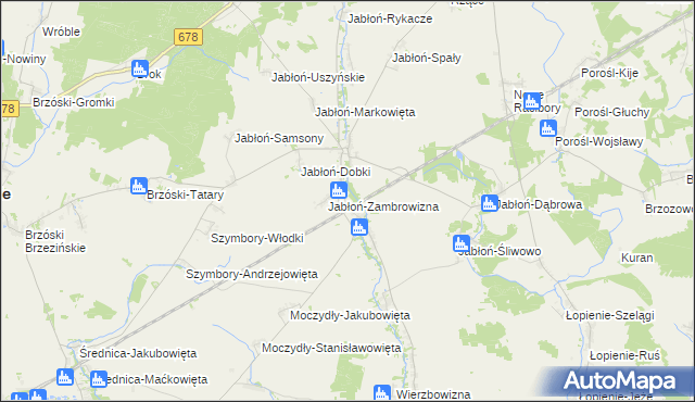 mapa Jabłoń-Jankowce, Jabłoń-Jankowce na mapie Targeo