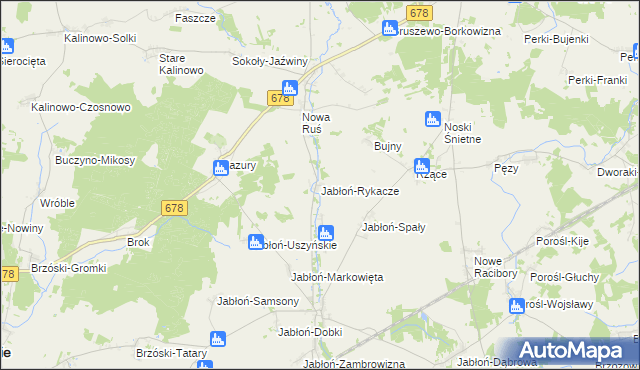 mapa Jabłoń-Rykacze, Jabłoń-Rykacze na mapie Targeo